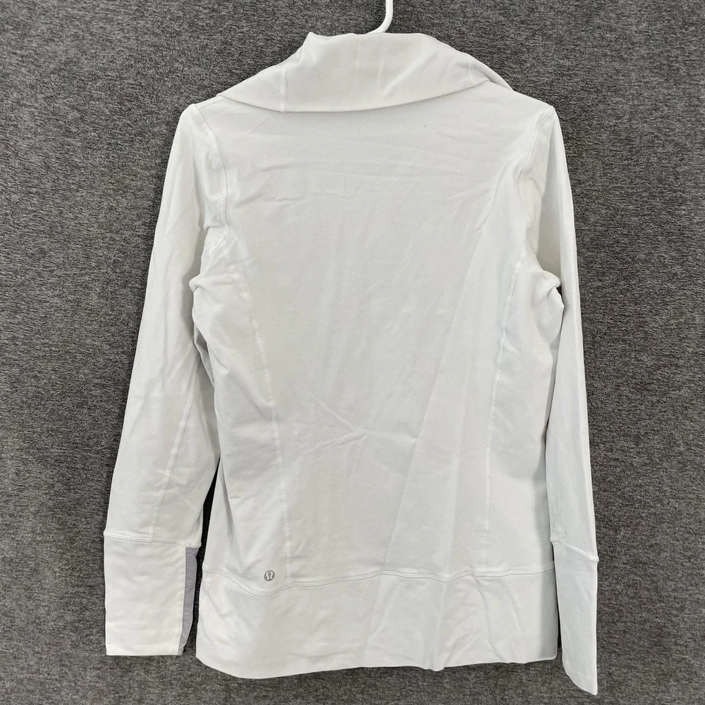 Lululemon Jacket Womens 10 White Gray Full Zip Thumbholes Track Define Yoga